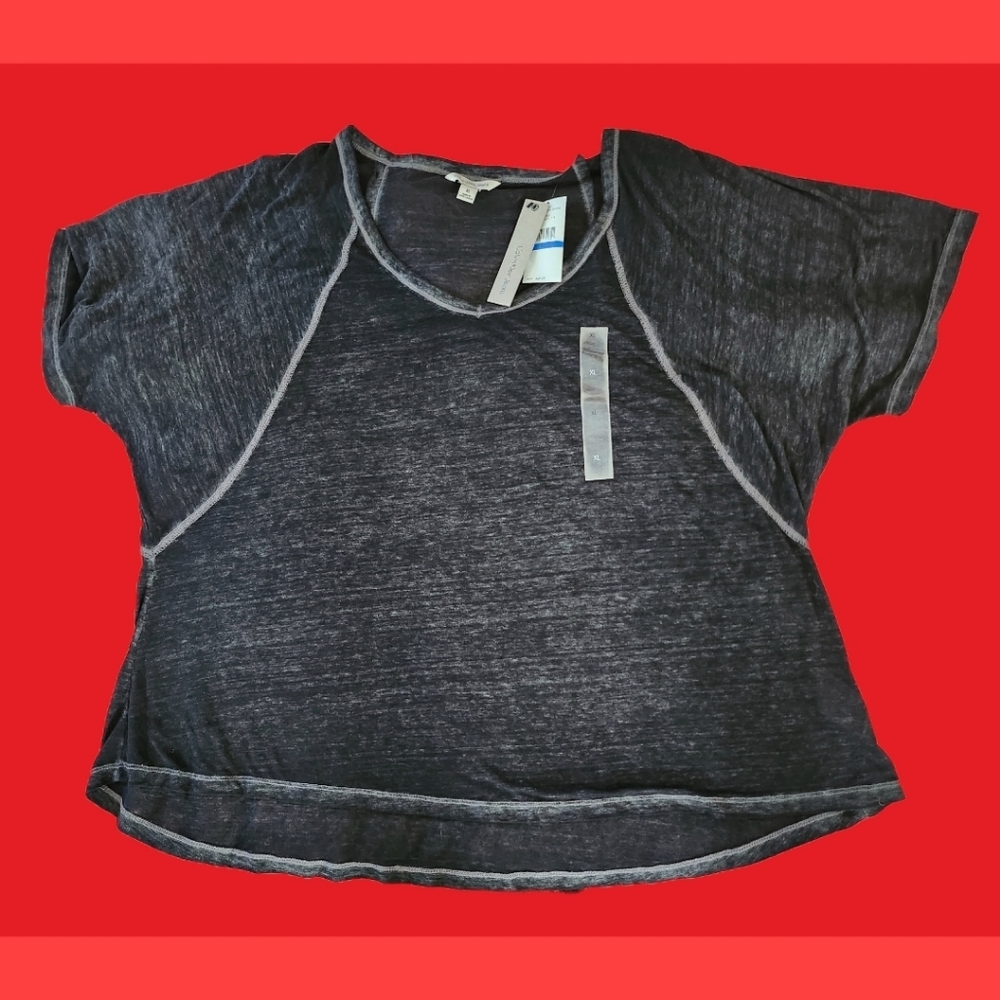 CALVIN KLEIN JEANS PITCH BLACK DESIGNER TOP  SIZE X/L BNWT - Picture 2 of 4